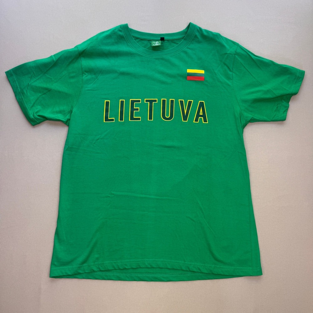 From.lt Suvenyrai Lithuania Lietuva Green Graphic T-Shirt XXL Flag Patch